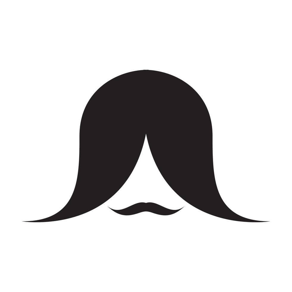 lange Frisur mit Schnurrbart-Logo-Vektorsymbol-Illustrationsdesign vektor