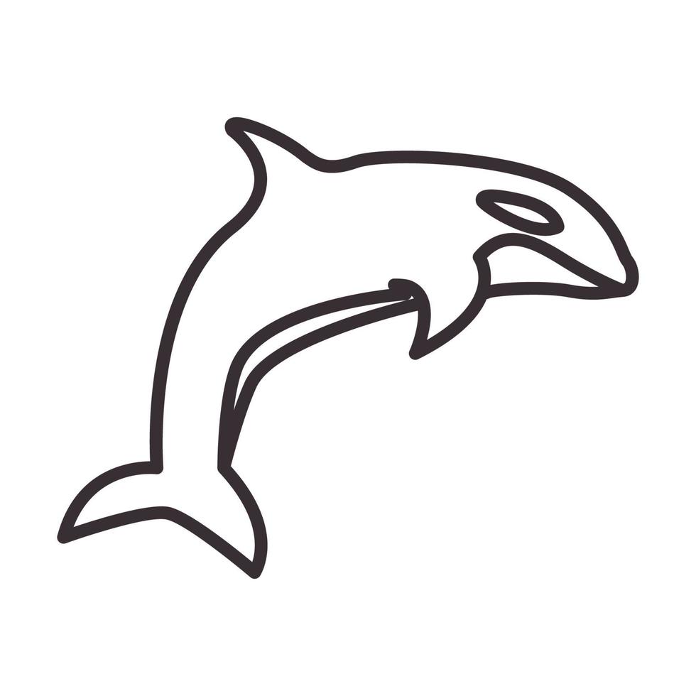 Linien Fisch Wal Orca springen Logo Vektor Symbol Icon Design Illustration