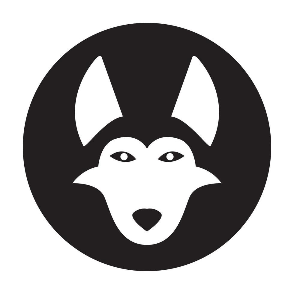 Siberian Husky oder Wolf Logo Vektor Icon Illustration Design mit niedlichem Kopf Cartoon