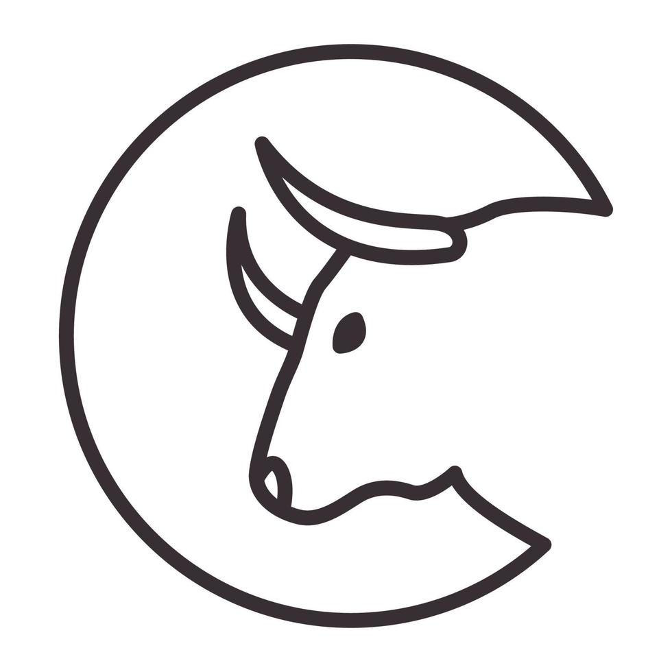 linjer huvud ko boskap hipster logotyp vektor ikon illustration design