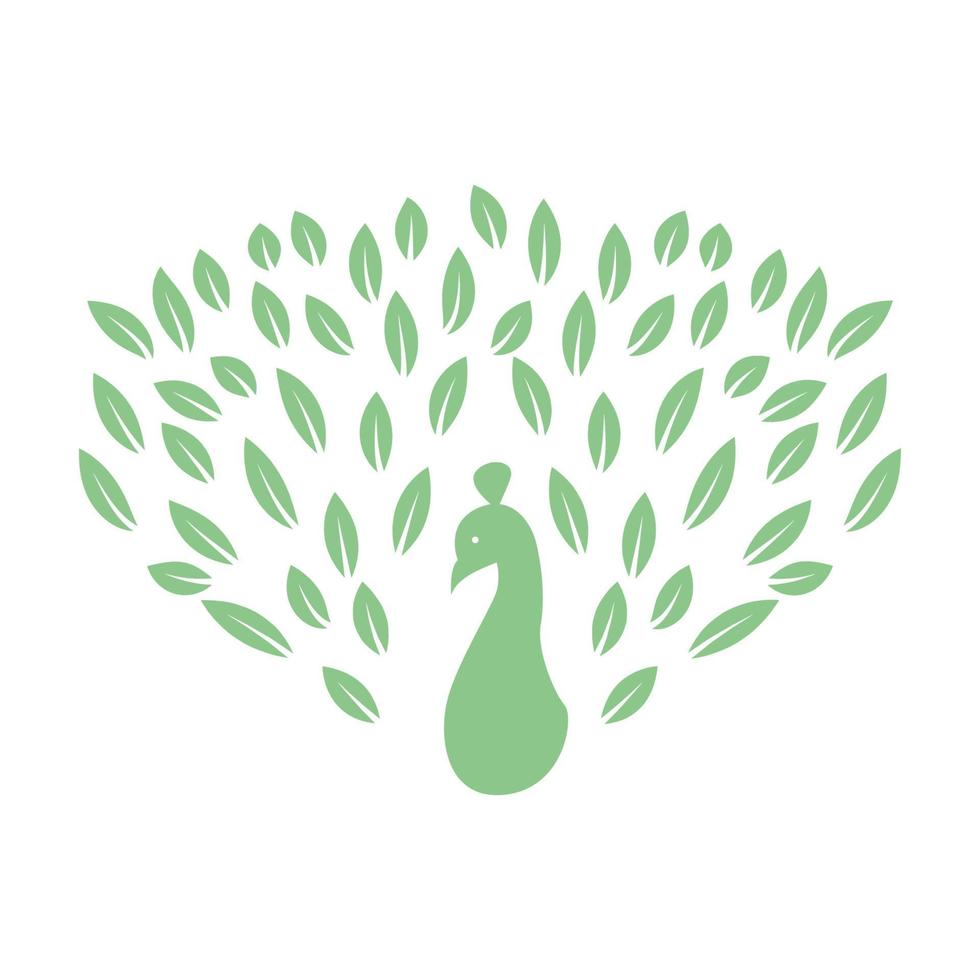 påfågel eller påfågel modern med löv svans logotyp symbol ikon vektor grafisk design illustration