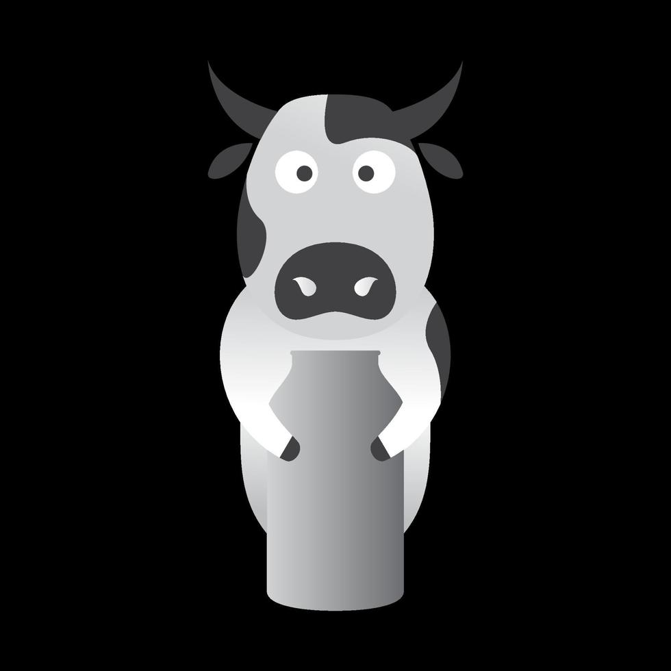 Milchkühe Cartoon glücklich mit Milchflasche Logo Design Vektor Icon Symbol Illustration