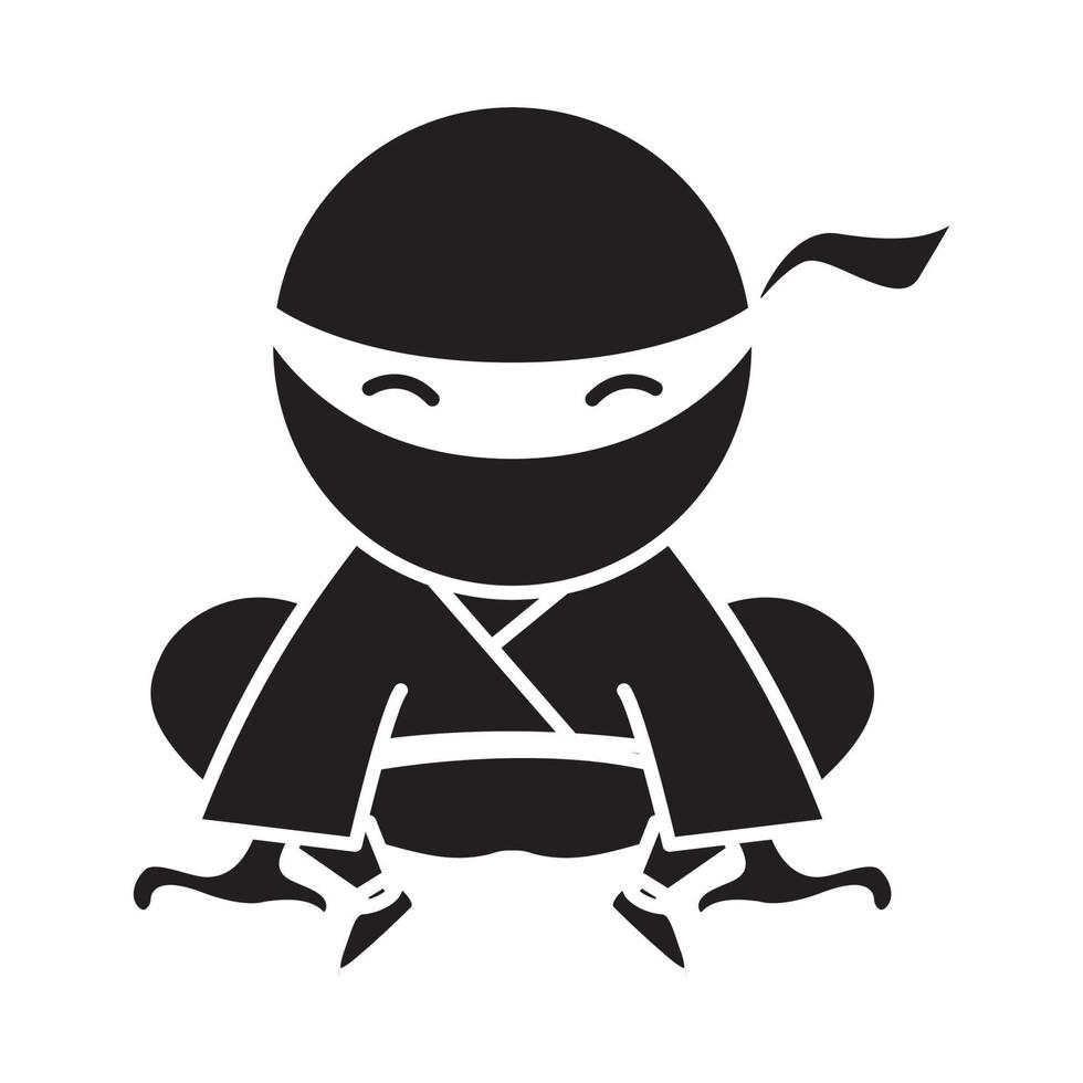 barn söt ninja logotyp symbol vektor ikon illustration grafisk design