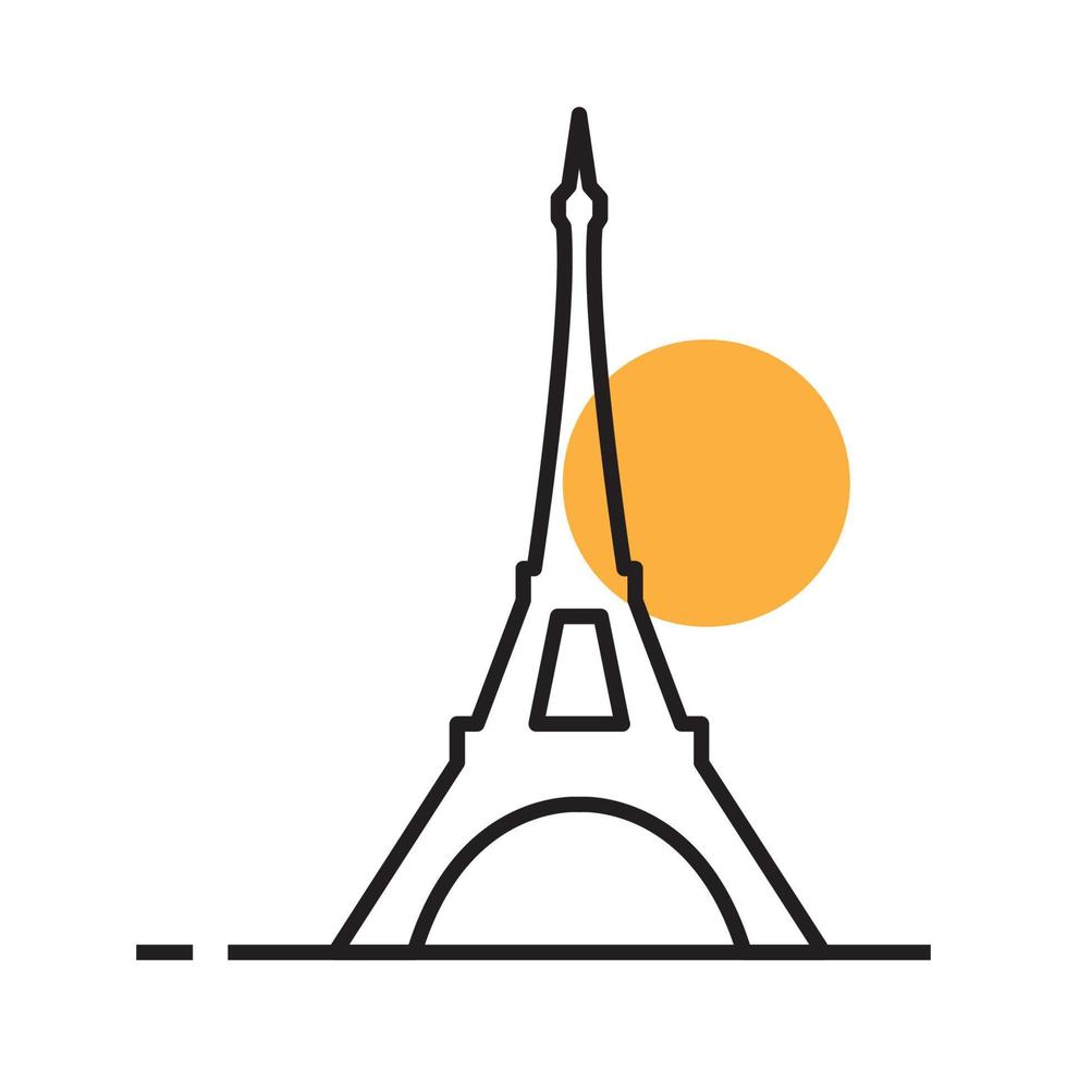 linie bunte eiffel mit sonnenuntergang logo vektor symbol icon design grafik illustration