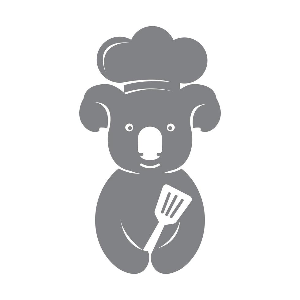 söta djur koala med kock logotyp symbol ikon vektor grafisk design illustration