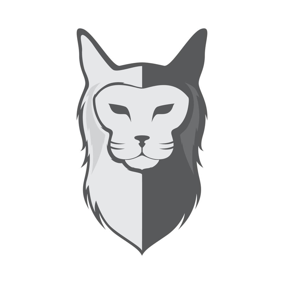 huvud katt main coon logotyp vektor ikon illustration design