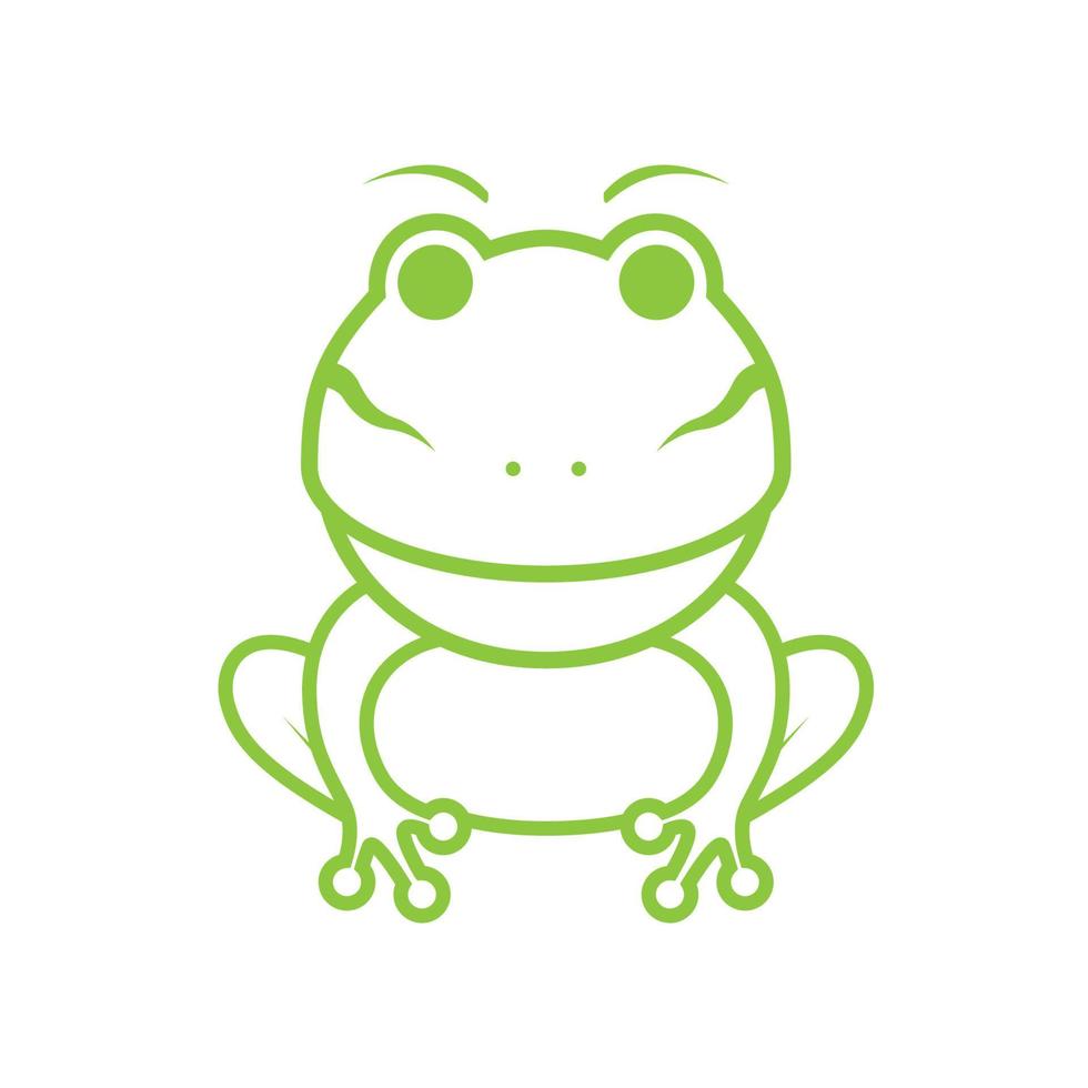 niedlicher grüner Frosch Logo Design Vektorgrafik Symbol Symbol Zeichen Illustration kreative Idee vektor