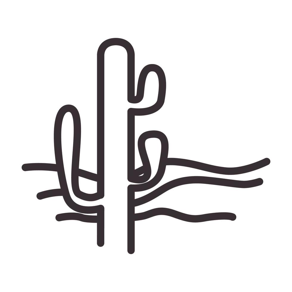 Linien Hipster Kaktus Wüste Logo Symbol Vektor Icon Illustration Grafikdesign
