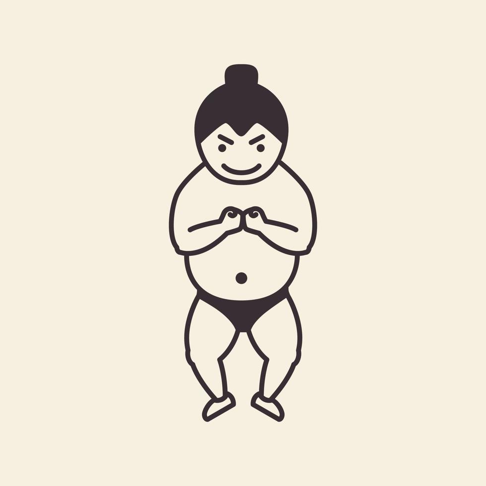 sumo kid linje logotyp symbol ikon vektor grafisk design illustration idé kreativ