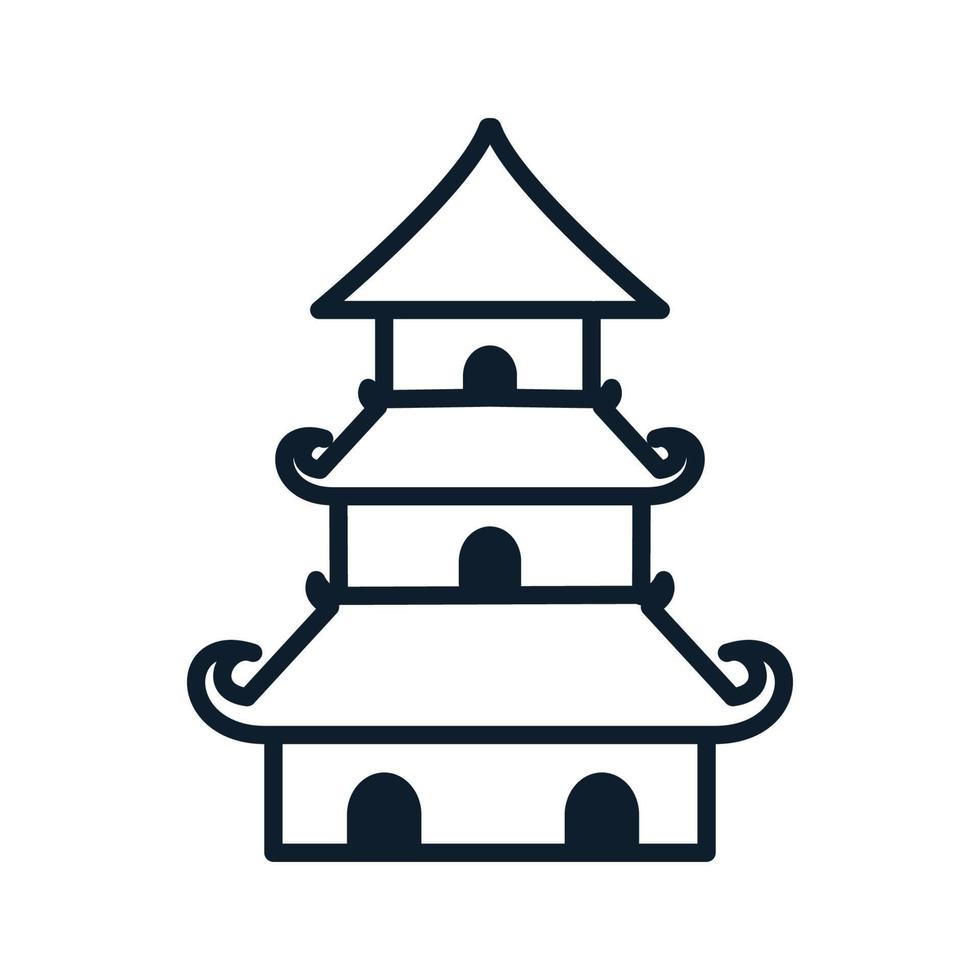 traditionella asiatiska japanska eller kinesiska slott hem linje logotyp vektor ikon illustration design