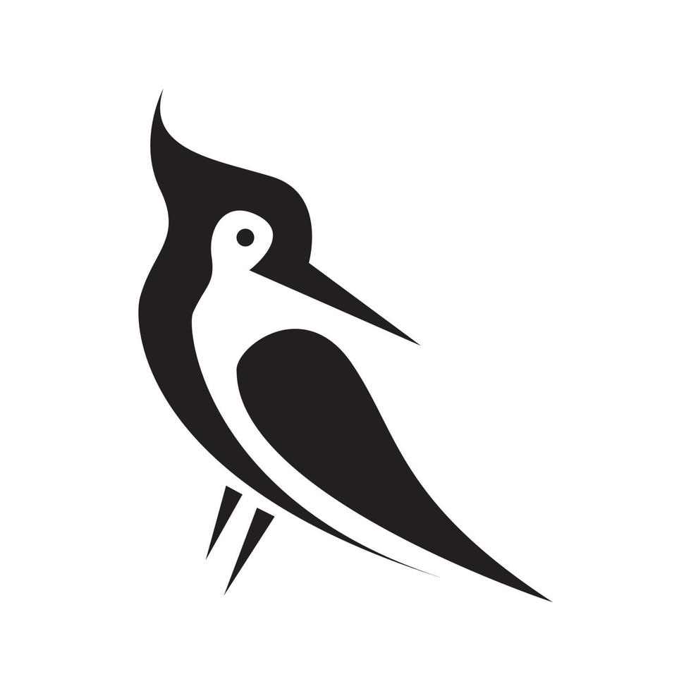 modern form svart hackspett fågel logotyp symbol ikon vektor grafisk design illustration idé kreativ