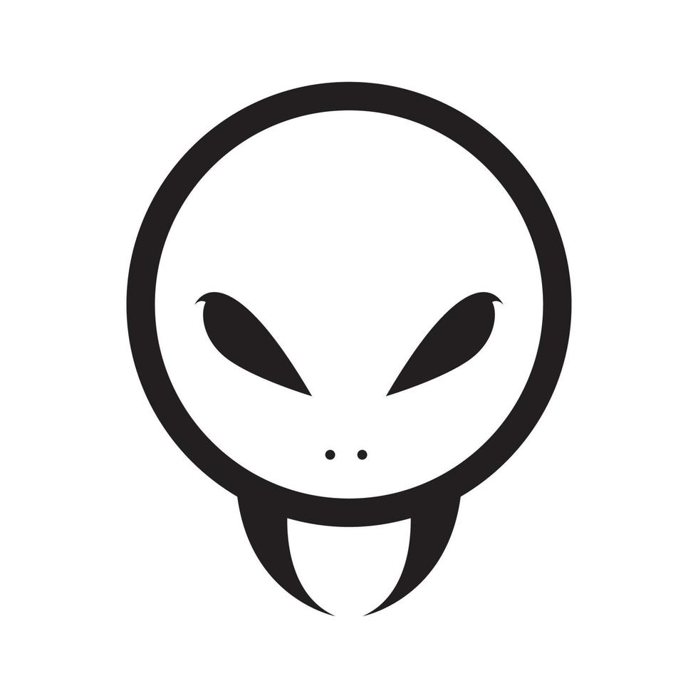 kleiner Alien mit Reißzähnen Logo Design Vektorgrafik Symbol Symbol Zeichen Illustration kreative Idee vektor