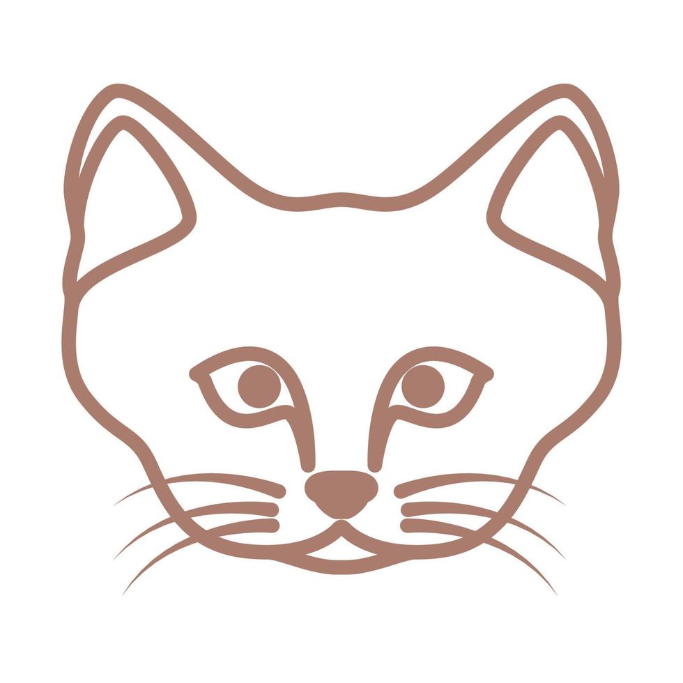 niedlicher Kopf Tier Wald Katze Linien Logo Symbol Vektor Icon Illustration Grafikdesign