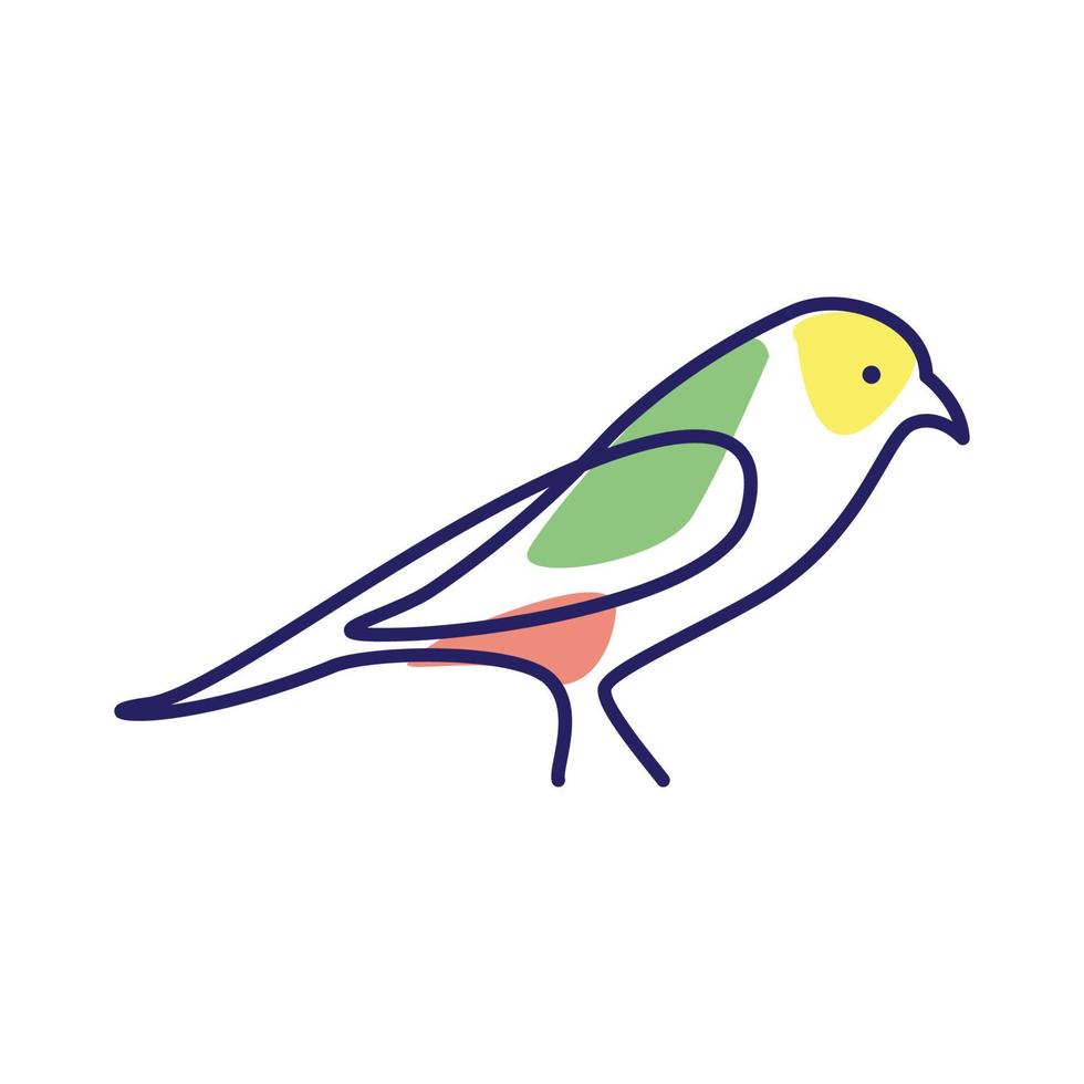 tier vogel kanarienvogel linie kunst bunte logo design vektor symbol symbol illustration