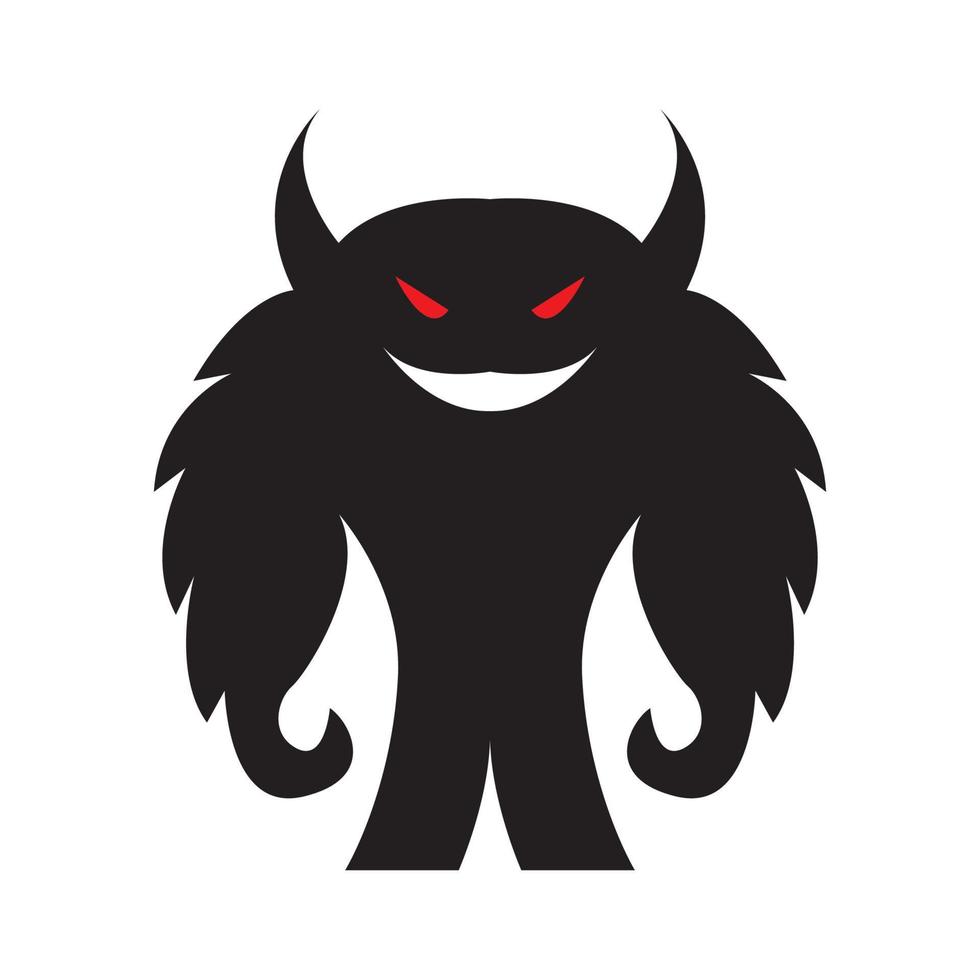 süßes schwarzes monster mit horn logo symbol symbol vektor grafik design illustration idee kreativ