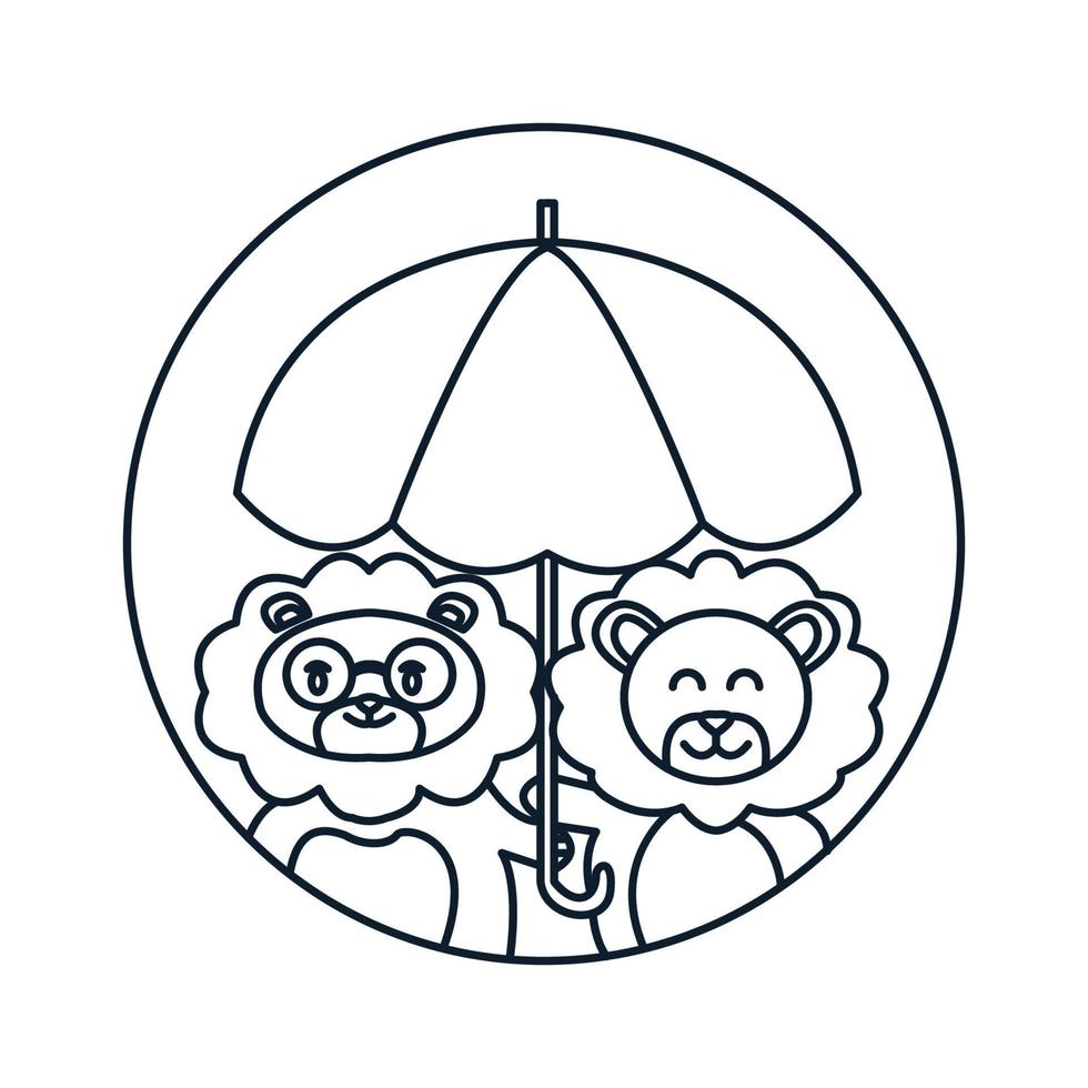 lejon med paraply logotyp ikon vektorillustration vektor