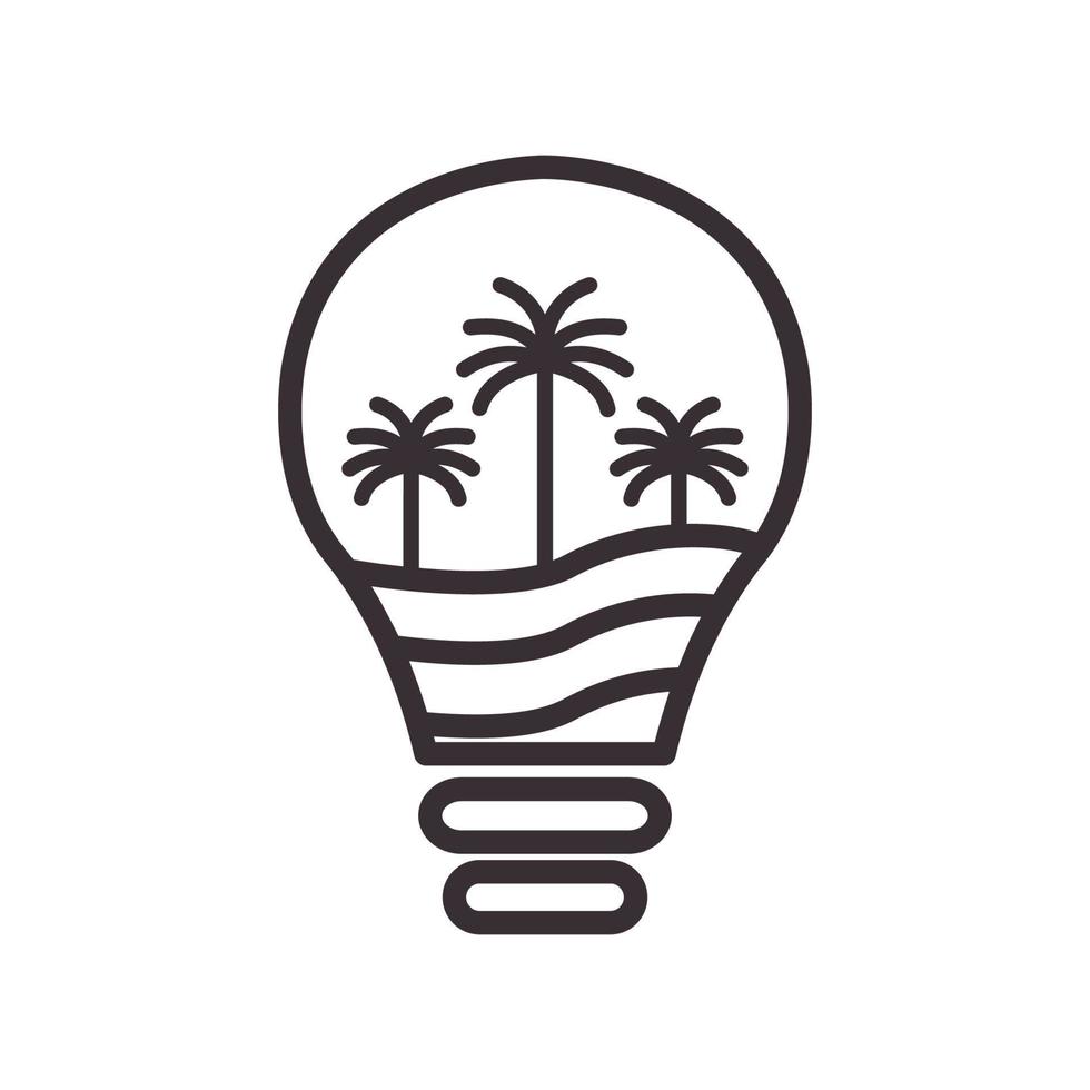 lampa ljus med palm semester logotyp vektor symbol ikon design illustration