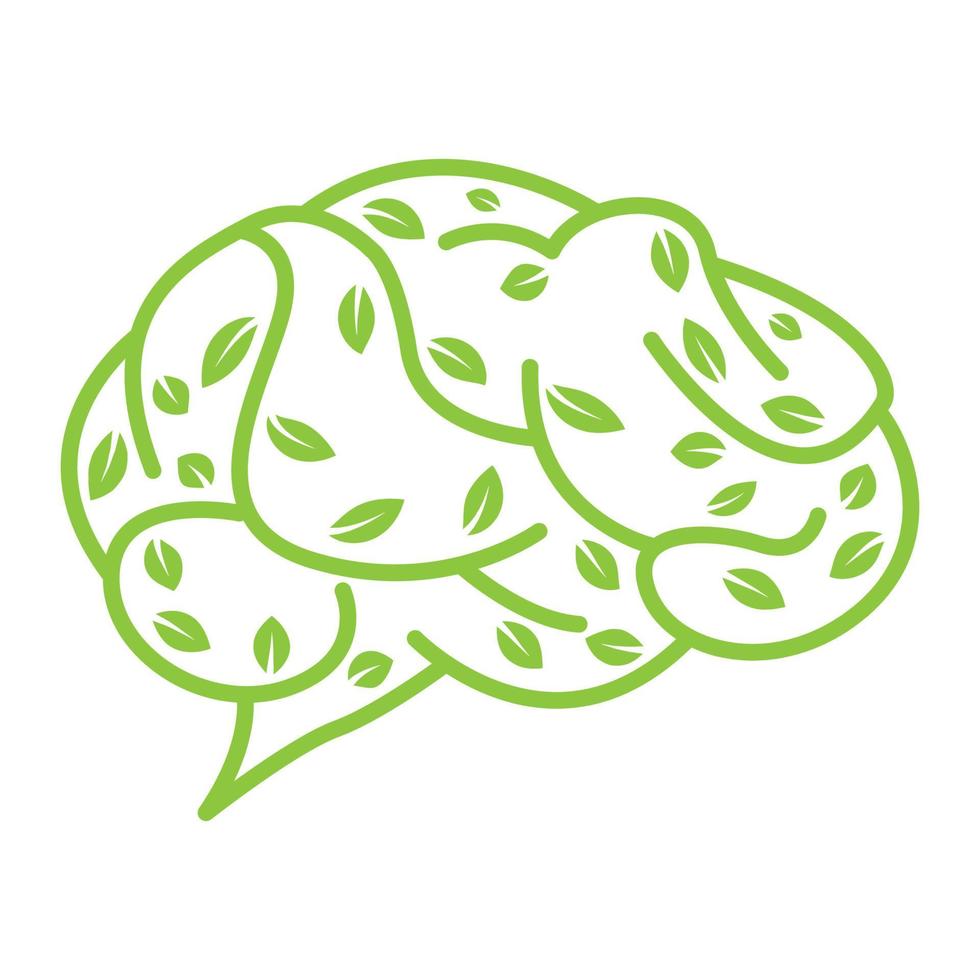 grünes Blatt Linien Mind Logo Vektor Icon Illustration Design