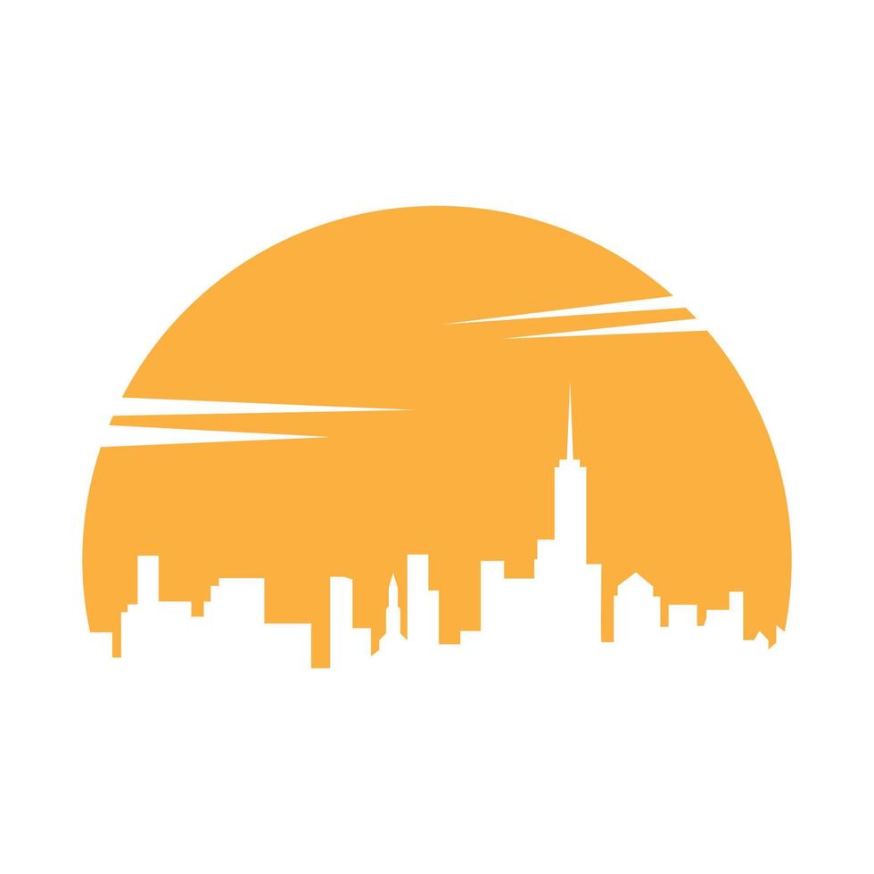 new york city form med solnedgång logotyp vektor ikon illustration design