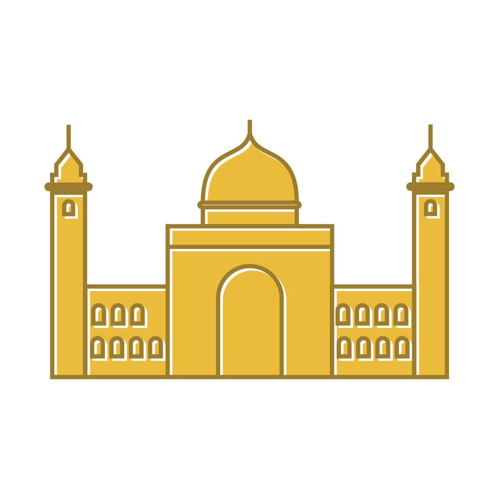 große gebäudearchitektur moschee kuppellinie gold einfaches logo vektor symbol illustrationsdesign