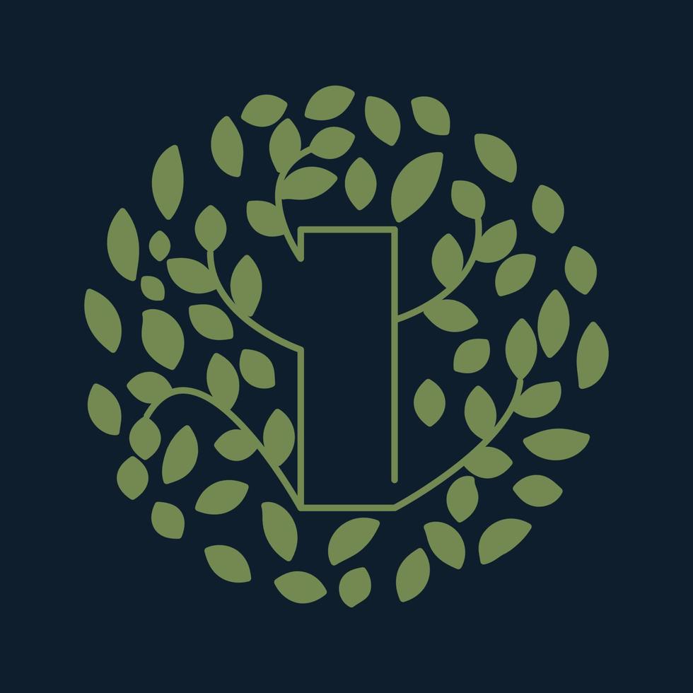 bokstaven i med lövgrön trädgård natur prydnad logotyp vektor ikondesign