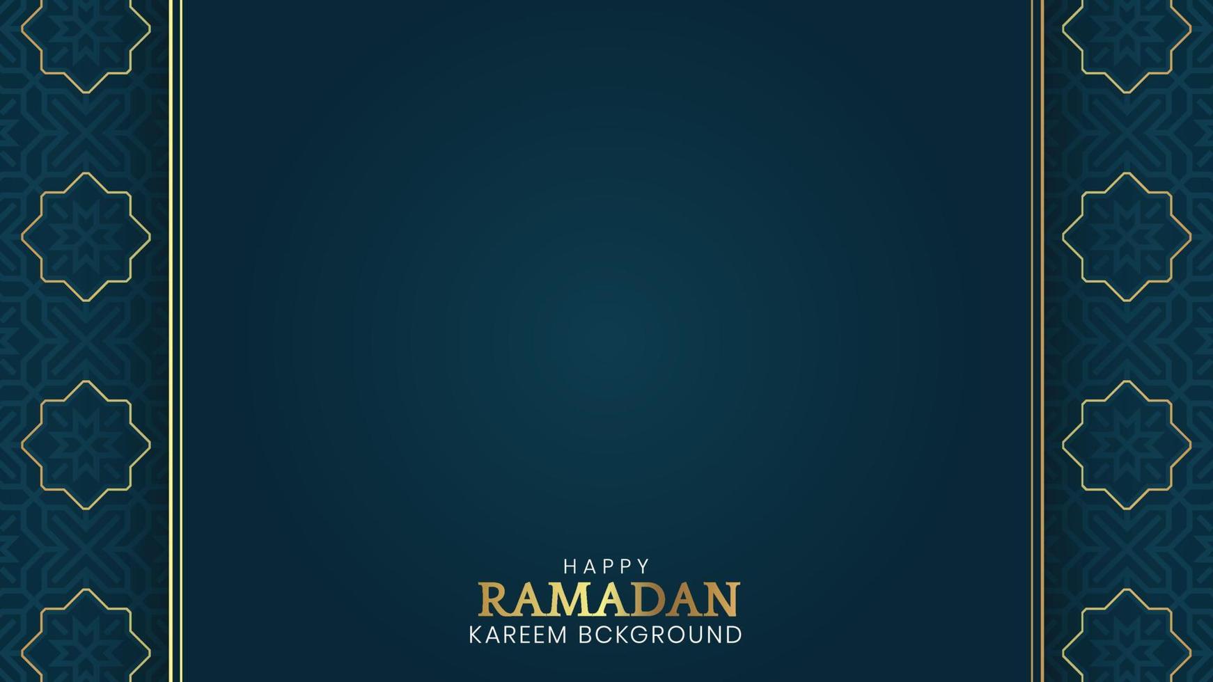 ramadan kareem, islamischer arabischer blauer luxushintergrund mit goldenem musterrandrahmen vektor
