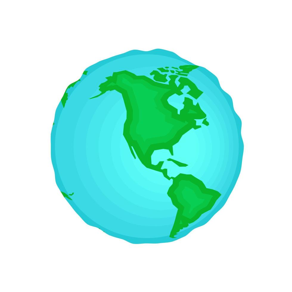 planet jorden ikon. världskarta i glob form symbol. Syd- och Nordamerika kontinenter och oceaner isolerade eps illustration på vit bakgrund vektor