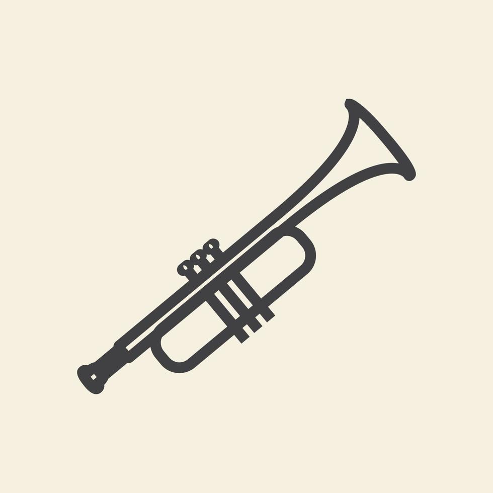 enkel musik trumpet linjer logotyp vektor ikon symbol grafisk design illustration