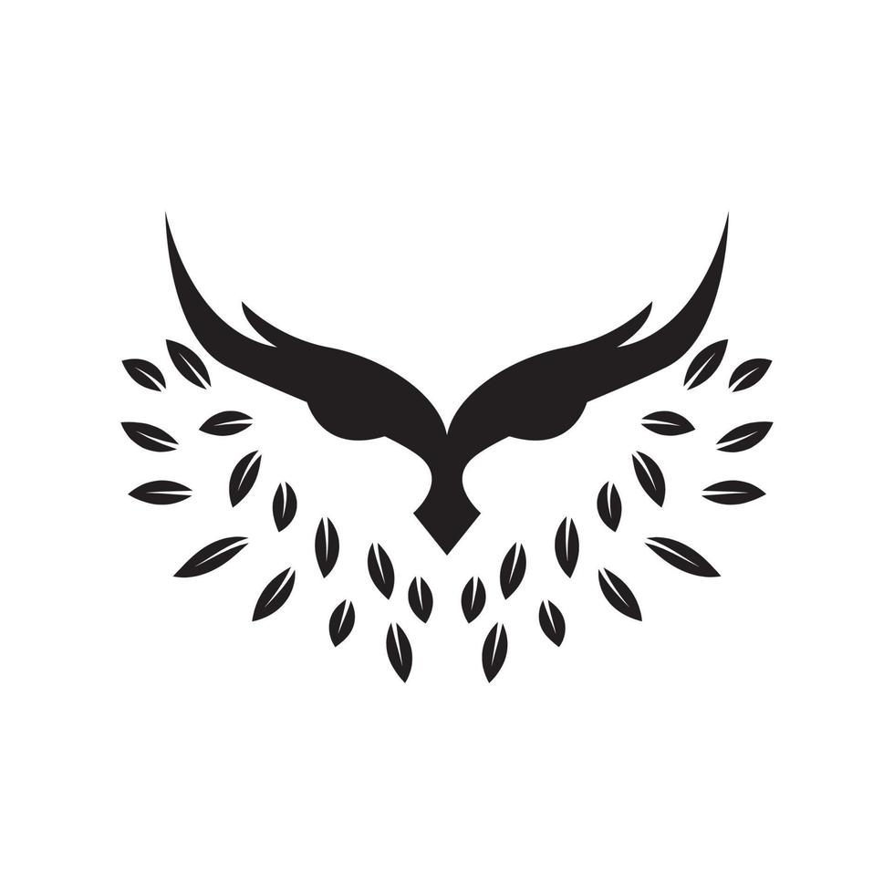 Eulenkopf Augen mit Blatt Logo Symbol Symbol Vektorgrafik Design Illustration vektor
