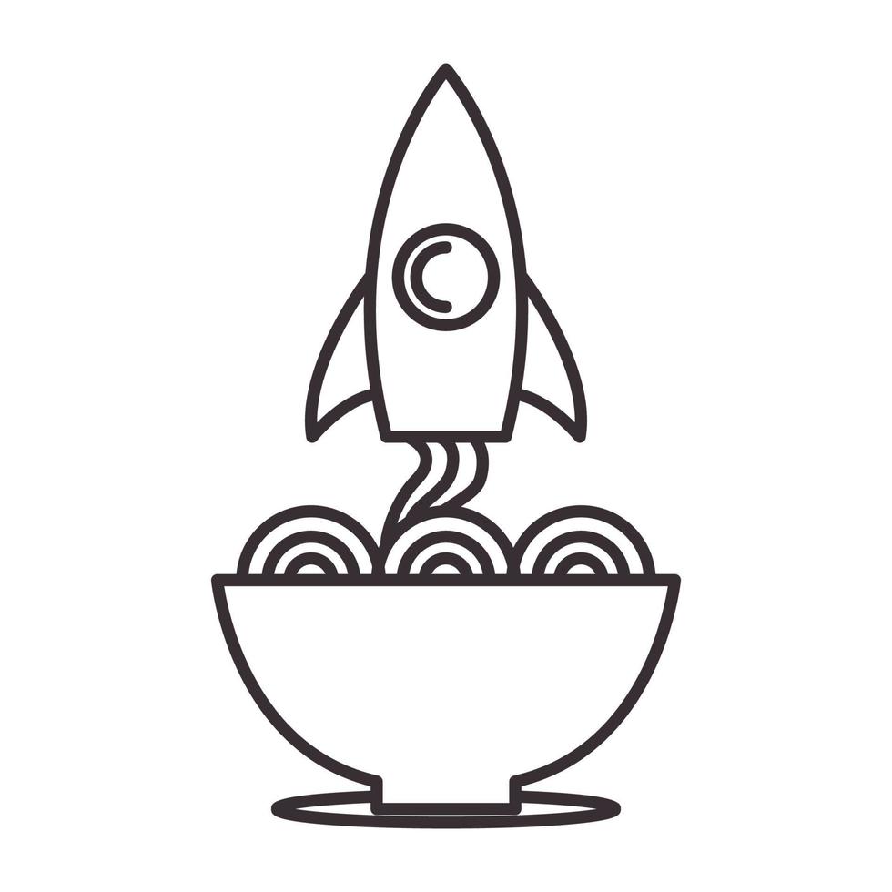 raket med nudelskål logotyp symbol ikon vektor grafisk design illustration