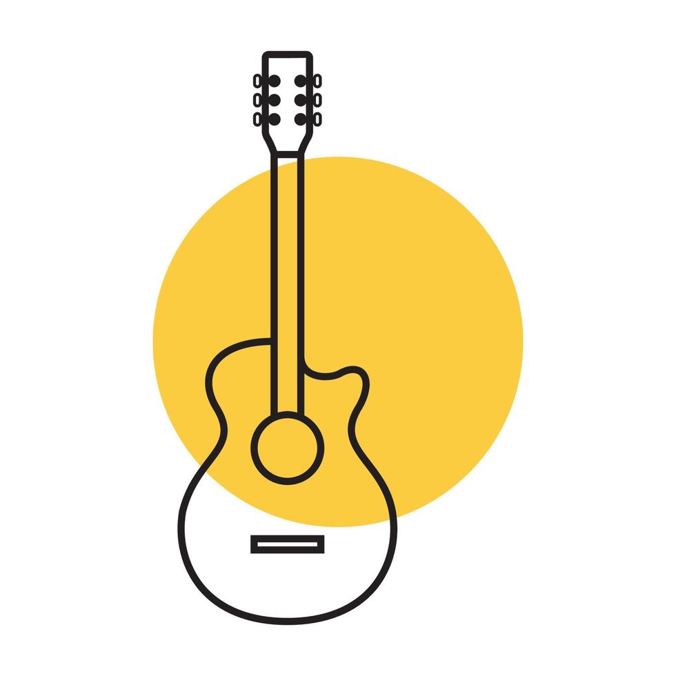 enkla musikverktyg gitarr akustiska linjer logotyp vektor symbol ikon designillustration