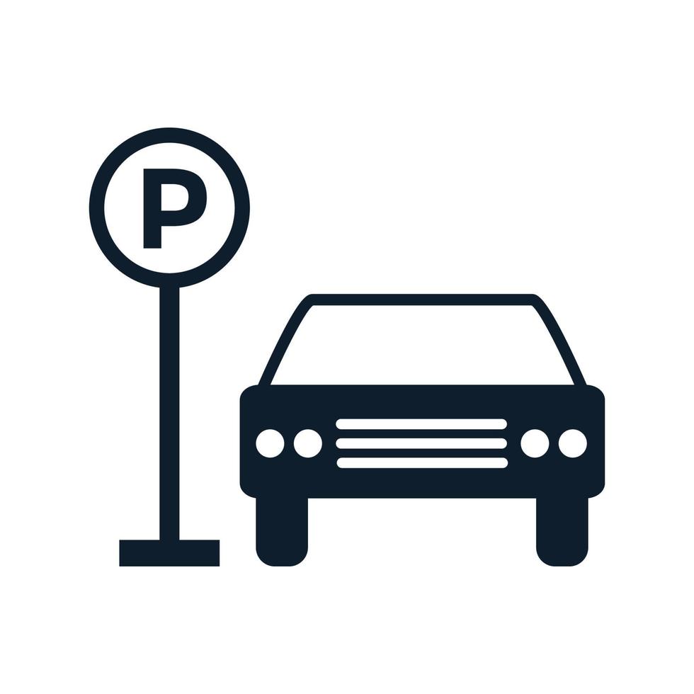 Automobil-Transportauto mit Parksymbol-Logo-Vektor-Symbol-Illustration vektor