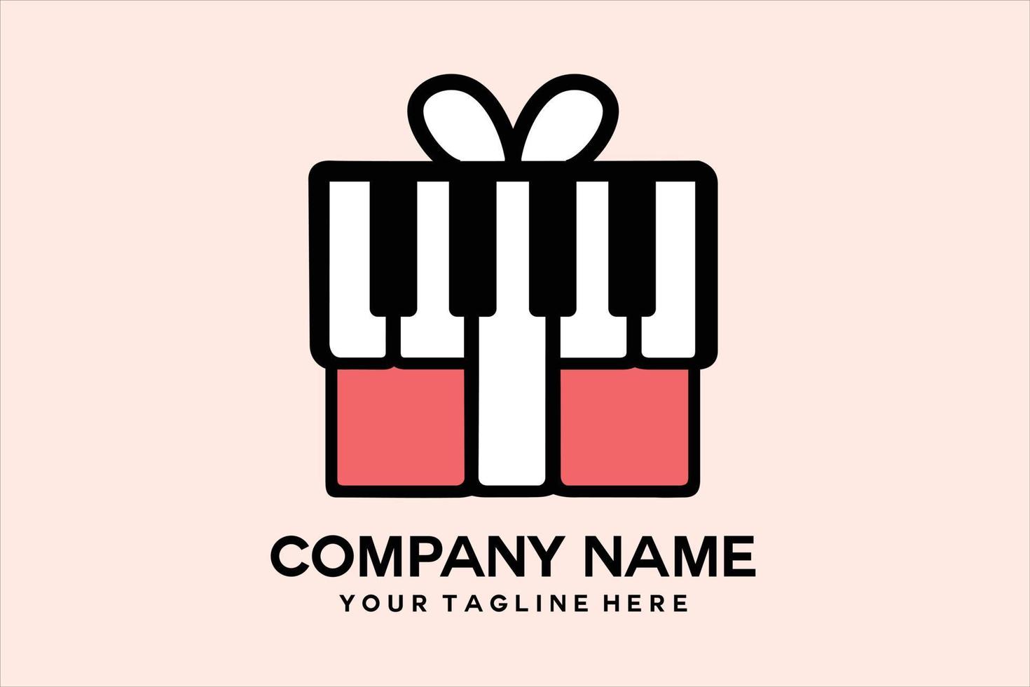 geschenkbox-logo mit klaviermusikinstrumentenmuster vektor
