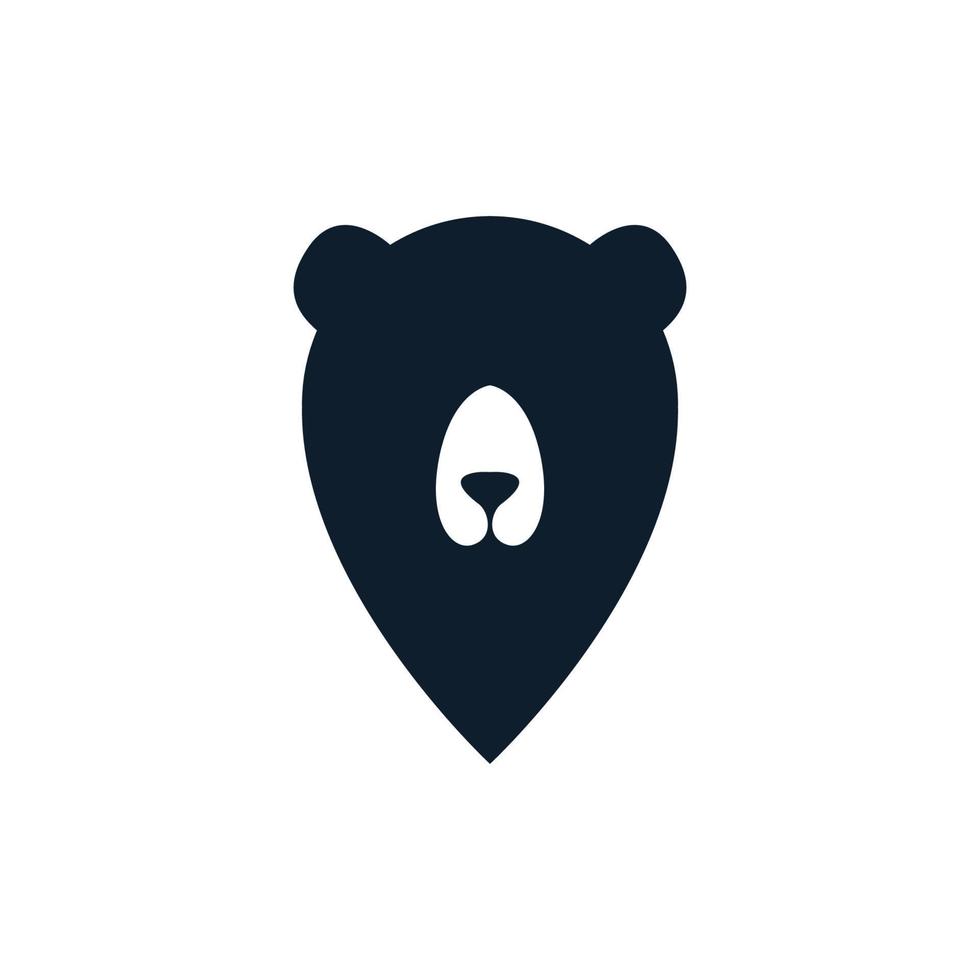 björnhuvud med nål plats karta logotyp vektor ikon illustration design