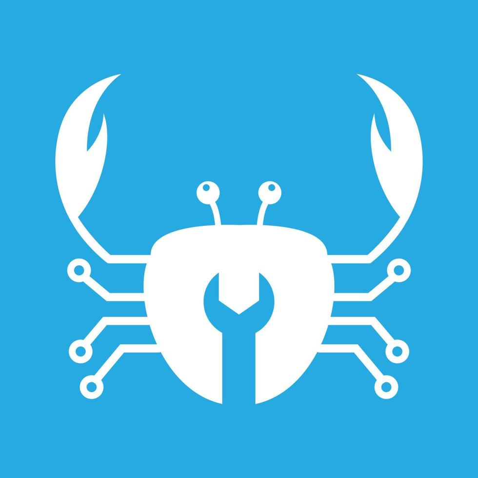 krabbor med skiftnyckel teknologi logo design vektor grafisk symbol ikon tecken illustration kreativ idé