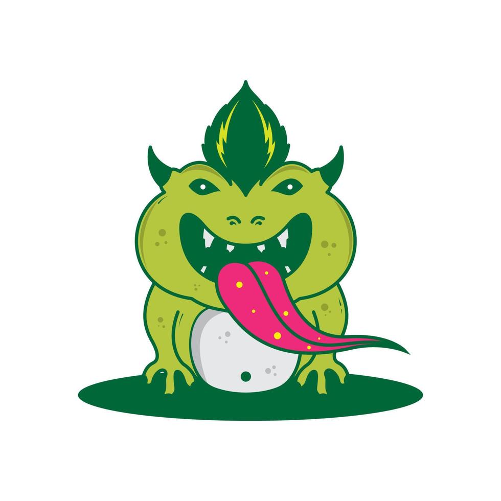 söta monster grön lång tunga logotyp design vektor grafisk symbol ikon tecken illustration kreativ idé