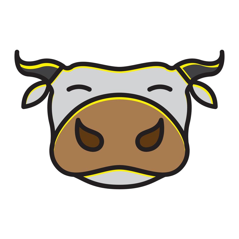 djur tecknad söt huvud ko färgglada logotyp vektor symbol ikon design illustration