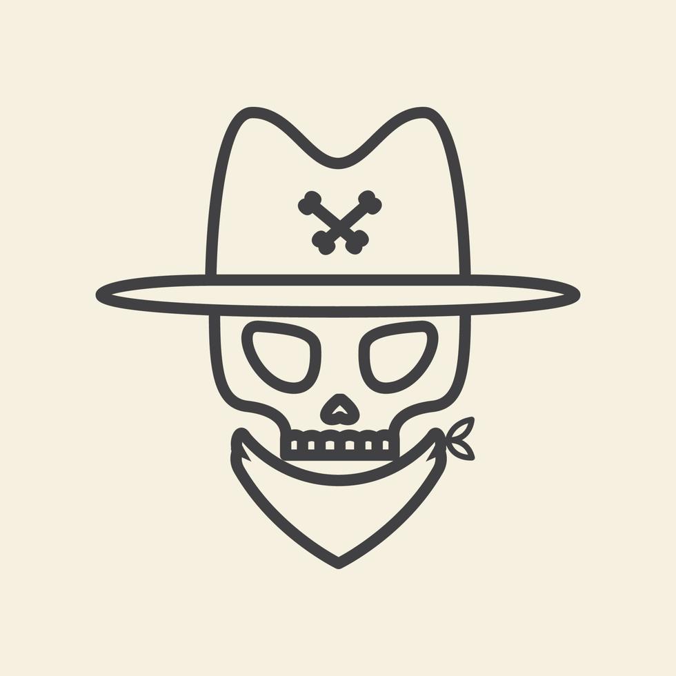 skalle huvud cowboy linjer logotyp vektor ikon symbol grafisk design illustration