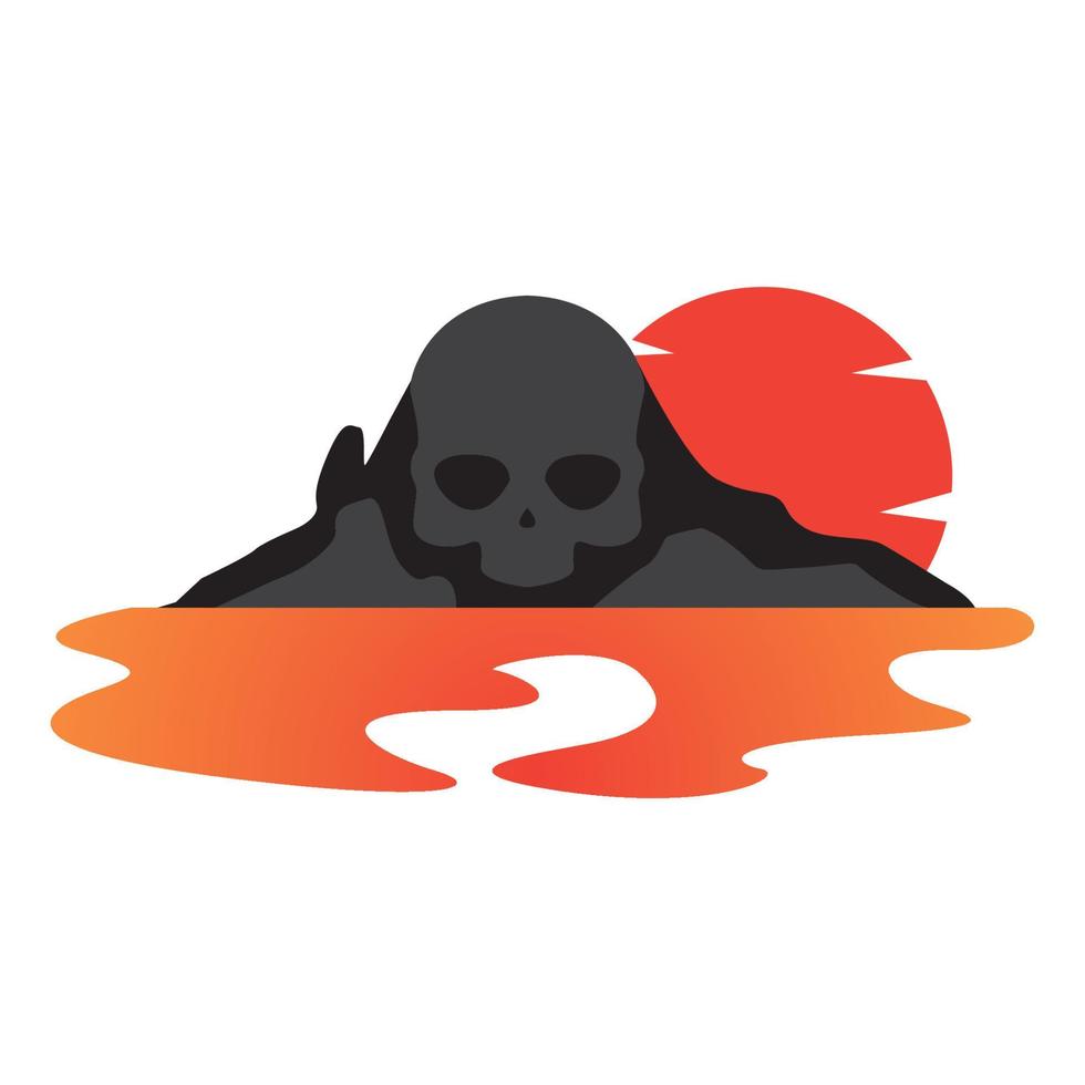 Totenkopf-Insel mit Sonnenuntergang Logo Vektor Symbol Icon Design Grafik Illustration