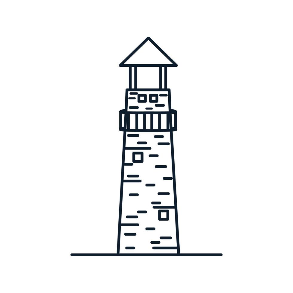Leuchtturmlinie Umriss einfache Hipster-Logo-Vektorsymbol-Illustration vektor
