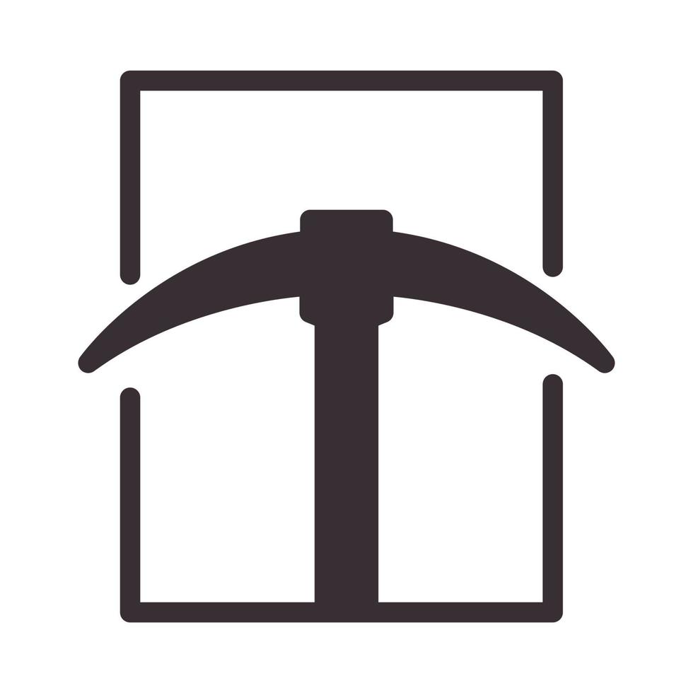 Bergbauwerkzeuge quadratisch Logo Vektor Symbol Icon Design Grafik Illustration