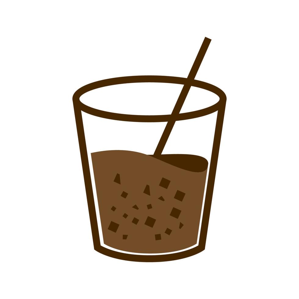 frisches Schokoladengetränk Eis mit Glas Logo Symbol Symbol Vektorgrafik Design Illustration Idee kreativ vektor