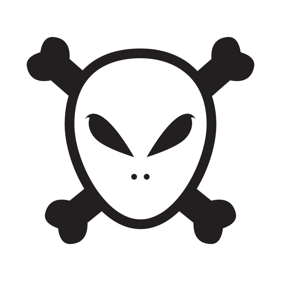 Alien mit Cross Bone Logo Design Vektorgrafik Symbol Symbol Zeichen Illustration kreative Idee vektor