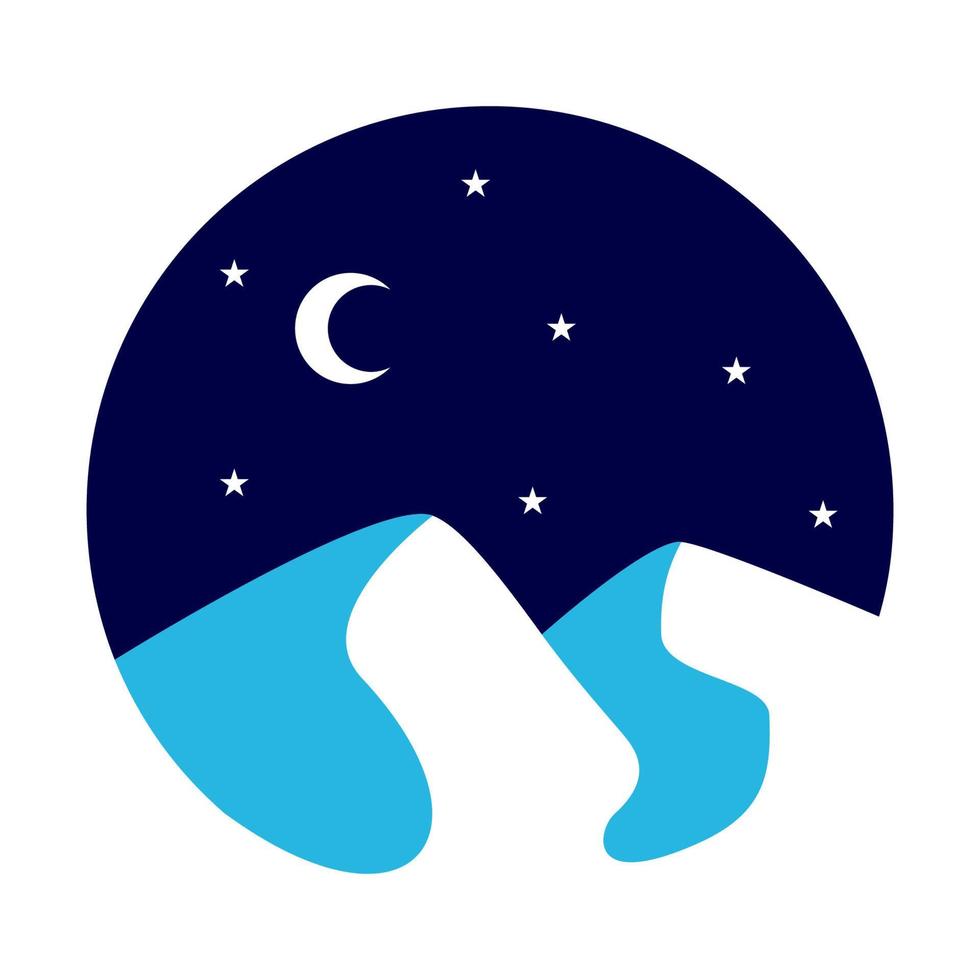 Schneeberg mit Mond-Logo-Vektor-Symbol-Icon-Design-Illustration vektor