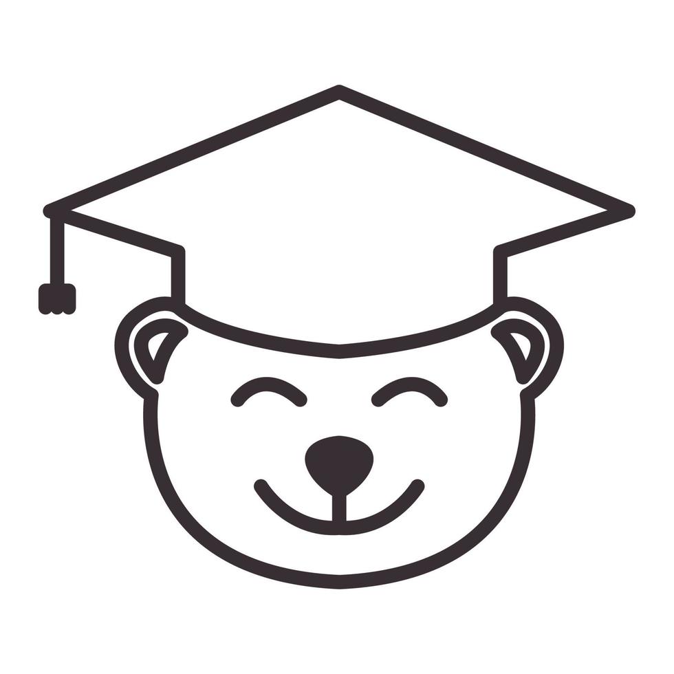 Kopf kleiner Bär mit Graduierung Hut Lächeln Logo Symbol Vektor Icon Illustration Grafikdesign