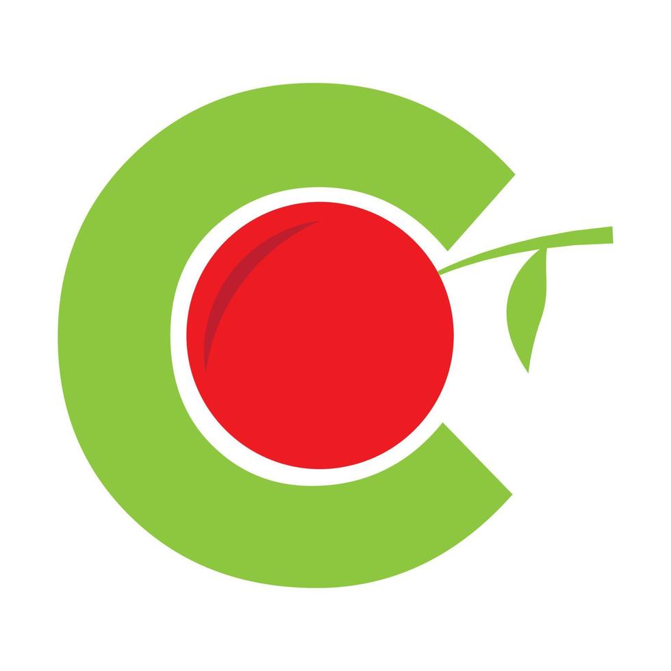 Buchstabe c für Kirsche abstraktes Logo Symbol Vektor Icon Illustration Grafikdesign