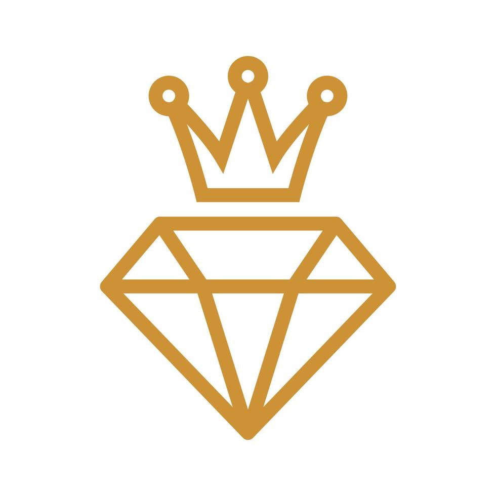 guld linjer diamant med krona logotyp design vektor ikon symbol illustration