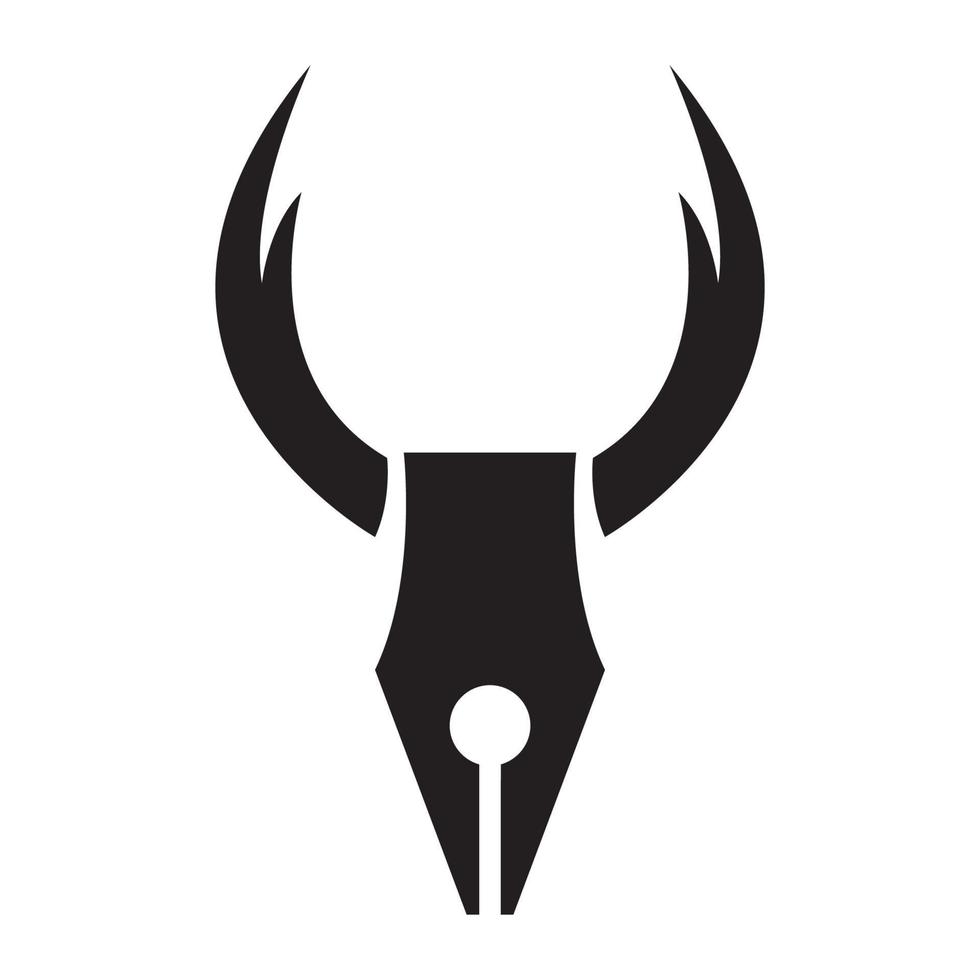 Hirschkopf mit Stift-Logo-Vektorsymbol-Illustrationsdesign vektor