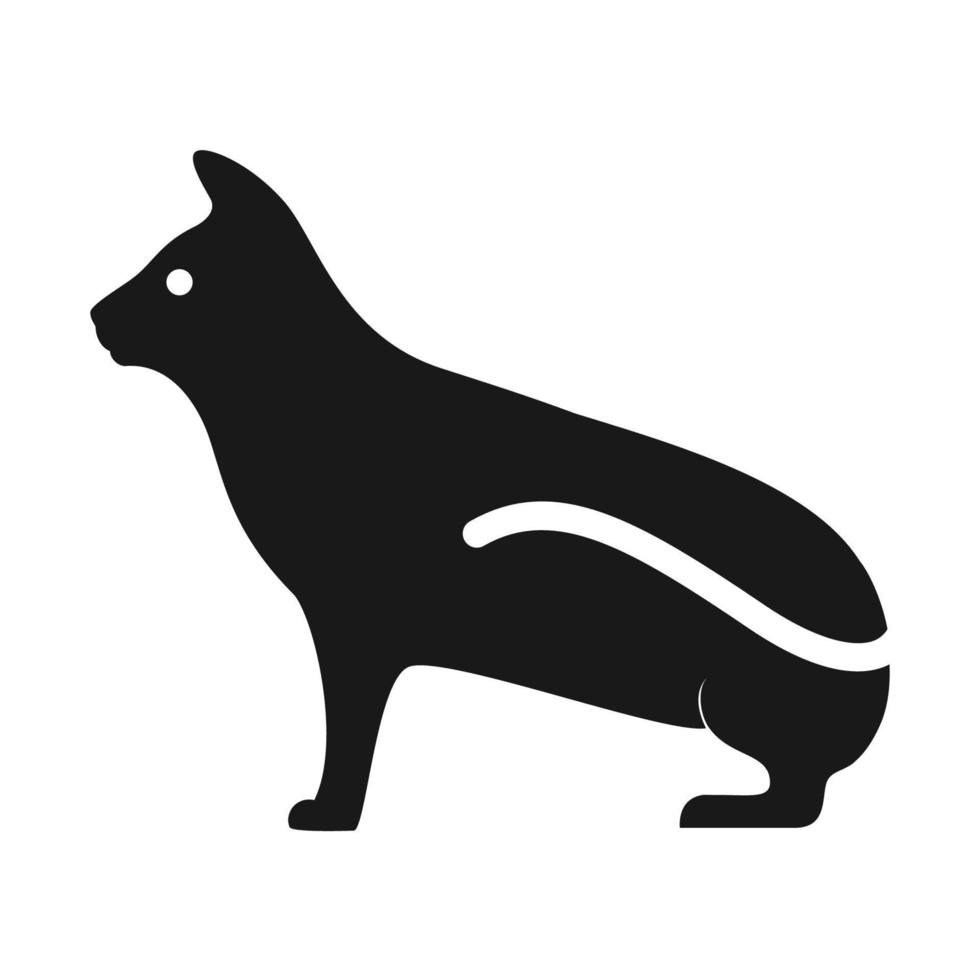 siluett modern svart katt form logotyp vektor ikon illustration design