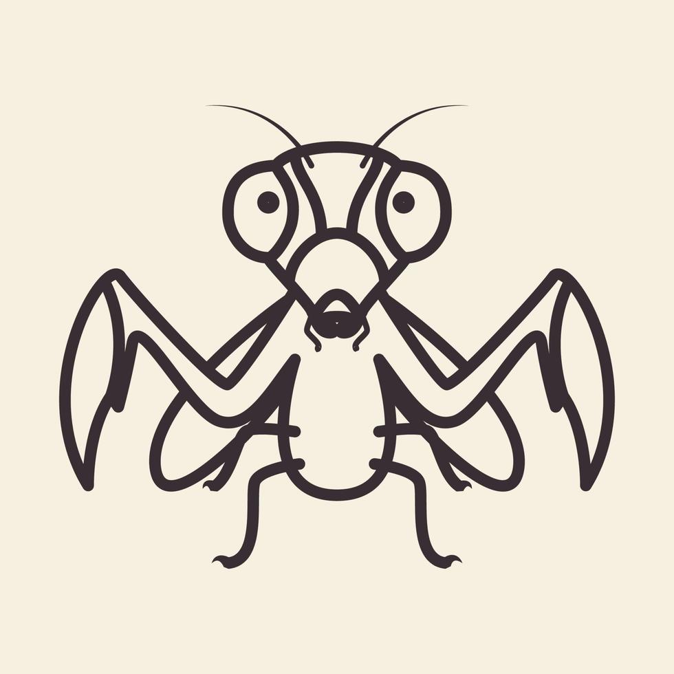 Tier Insekt Gottesanbeterin Linien Logo Design Vektor Icon Symbol Illustration
